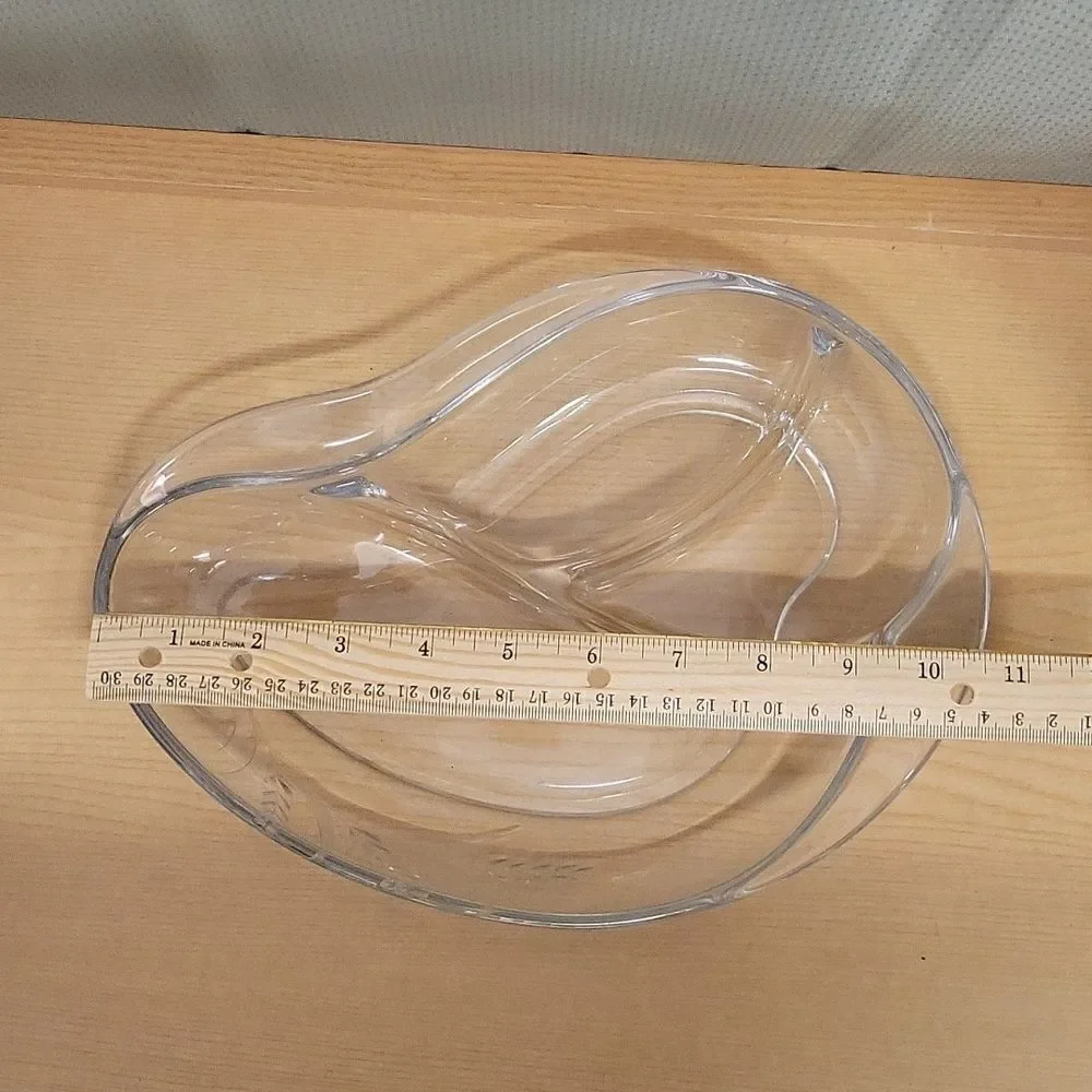 Beautiful Vintage Fostoria Crystal Freeform Wheat Etched Divided Relish Dish‎